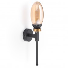 Бра Gold Ring stick Black зі скляним плафоном Honey Cone